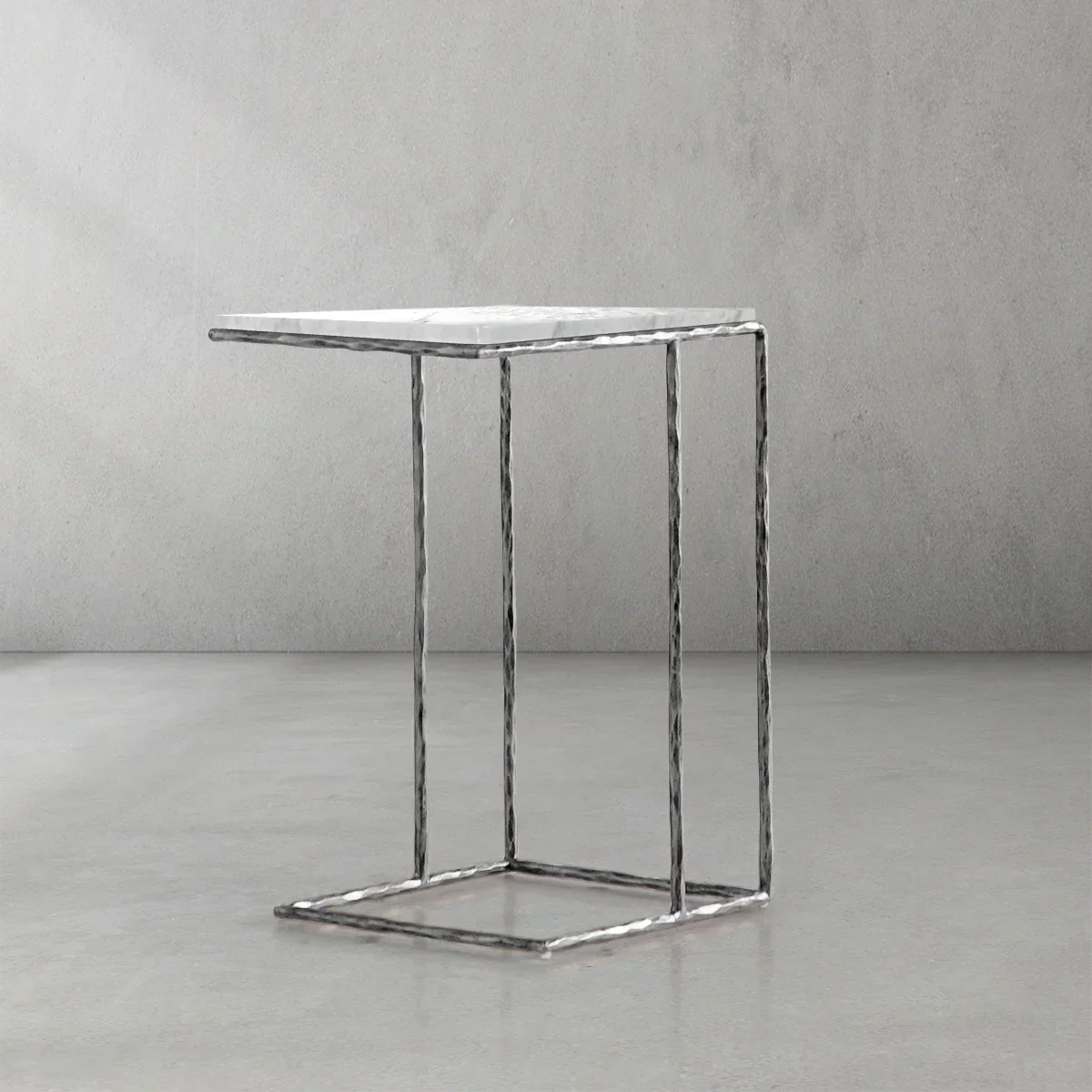 Hand-Forged Metal Mable C-Shaped Side Table - Image 6
