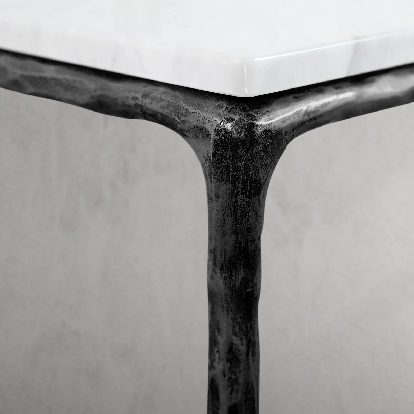 Hand-Forged Metal Mabrble Square Side Table 18" 22" Overhang O - Image 17