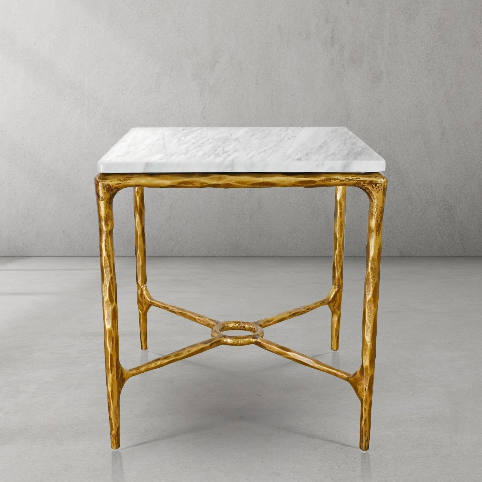 Hand-Forged Metal Mabrble Square Side Table 18" 22" Overhang O - Image 23