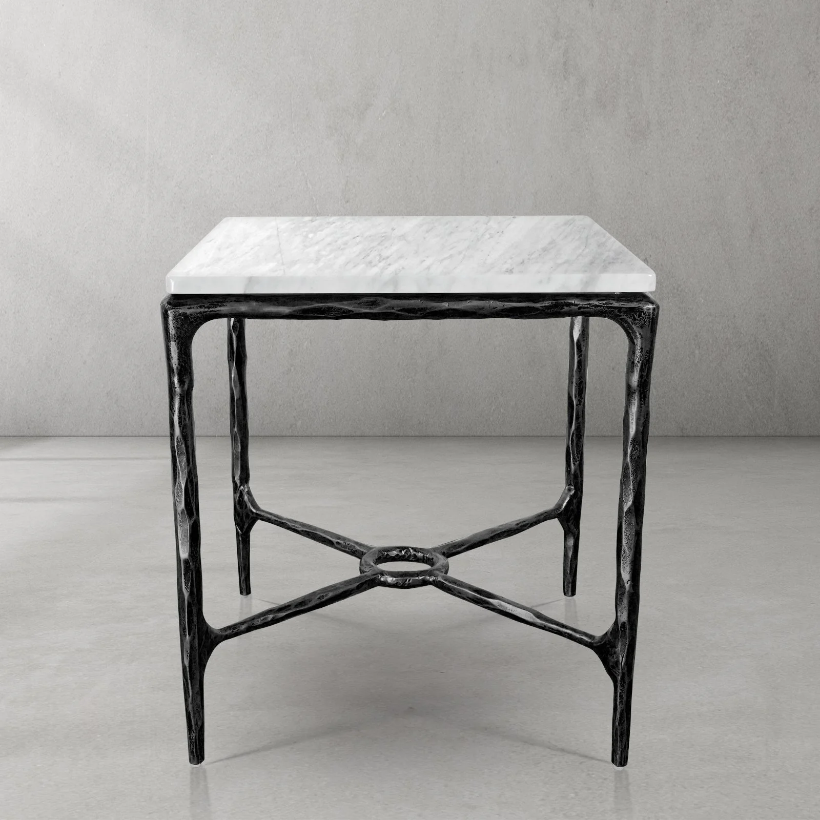 Hand-Forged Metal Mabrble Square Side Table 18" 22" Overhang O - Image 24
