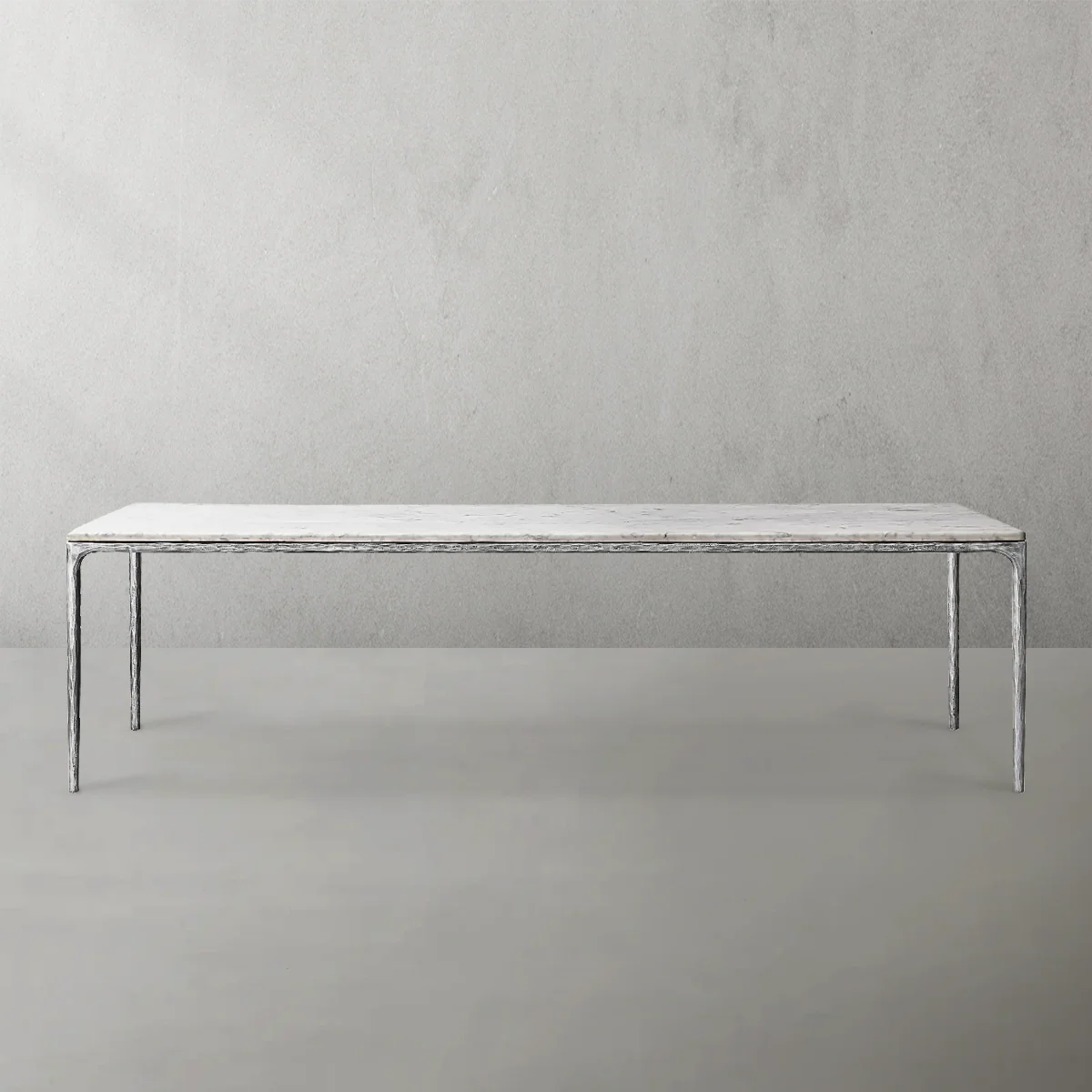 Hand-Forged Metal Marble Rectangular Dining Table - Image 10