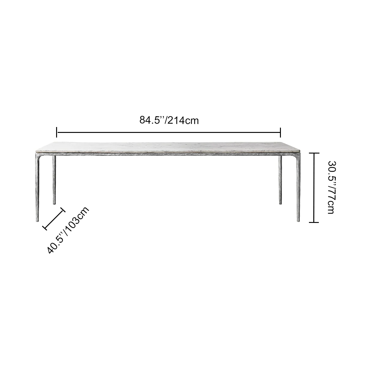 Hand-Forged Metal Marble Rectangular Dining Table - Image 13