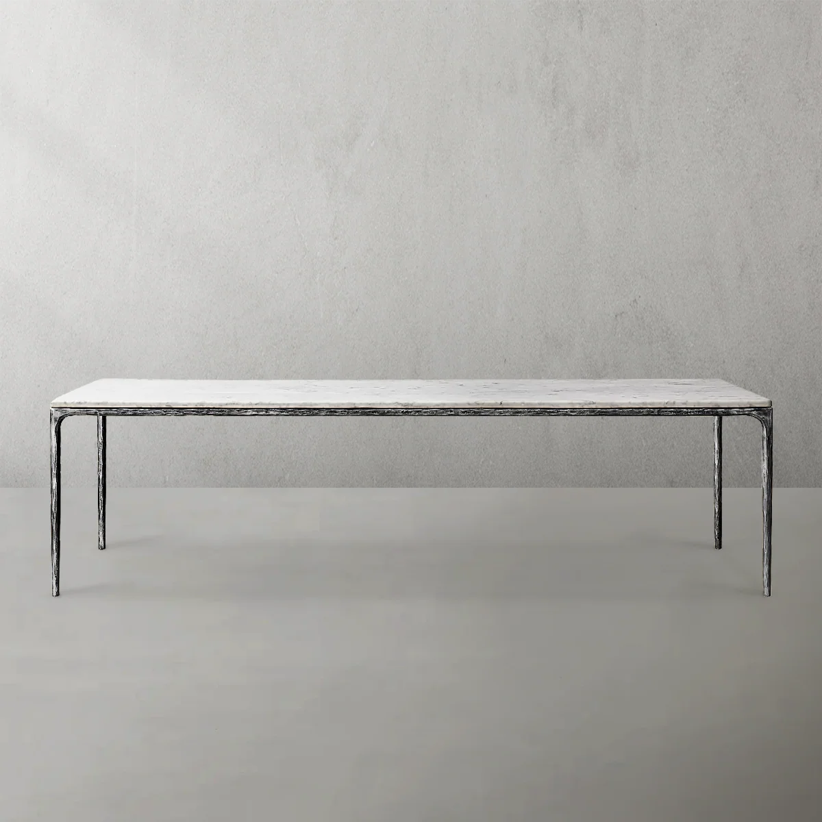 Hand-Forged Metal Marble Rectangular Dining Table - Image 15
