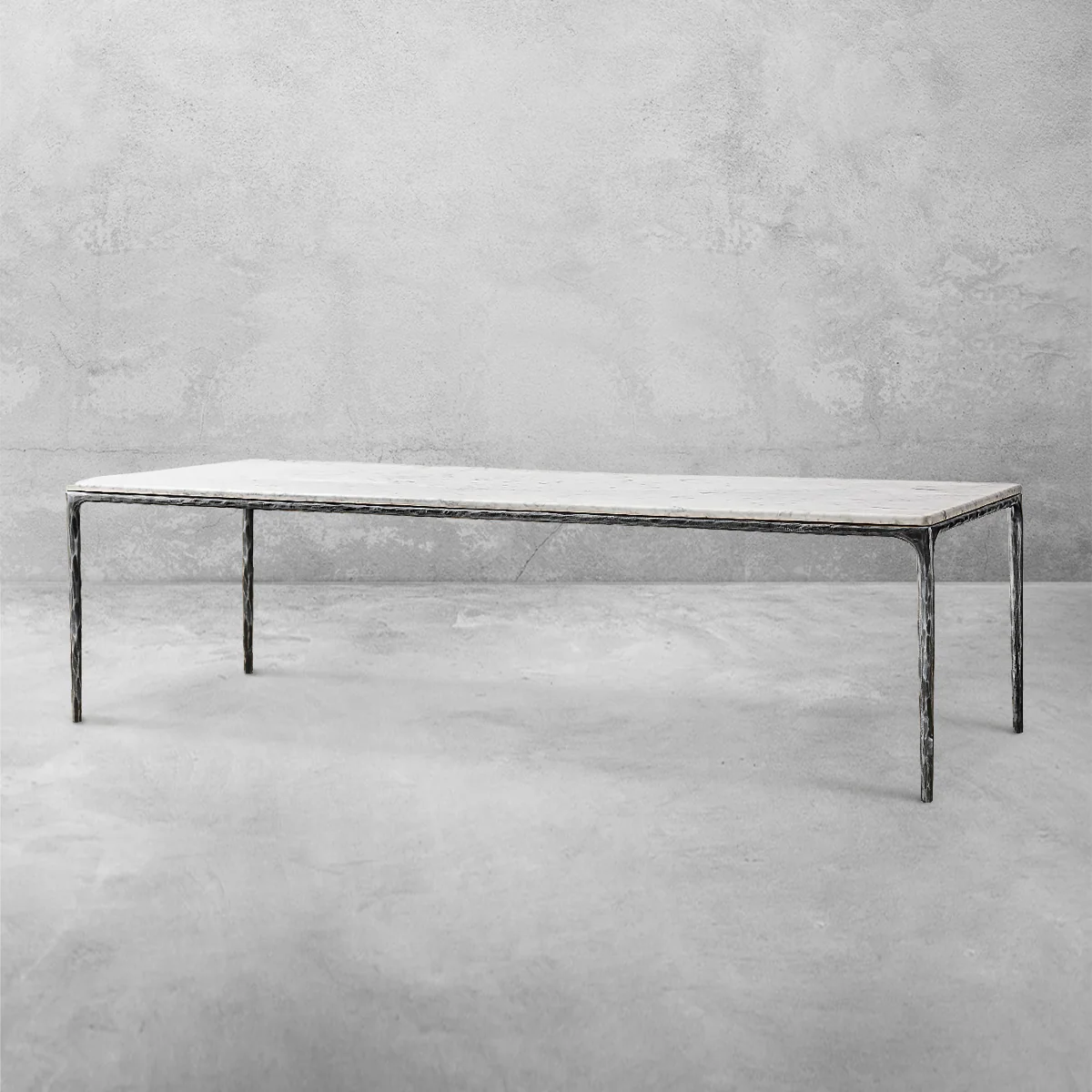 Hand-Forged Metal Marble Rectangular Dining Table - Image 6