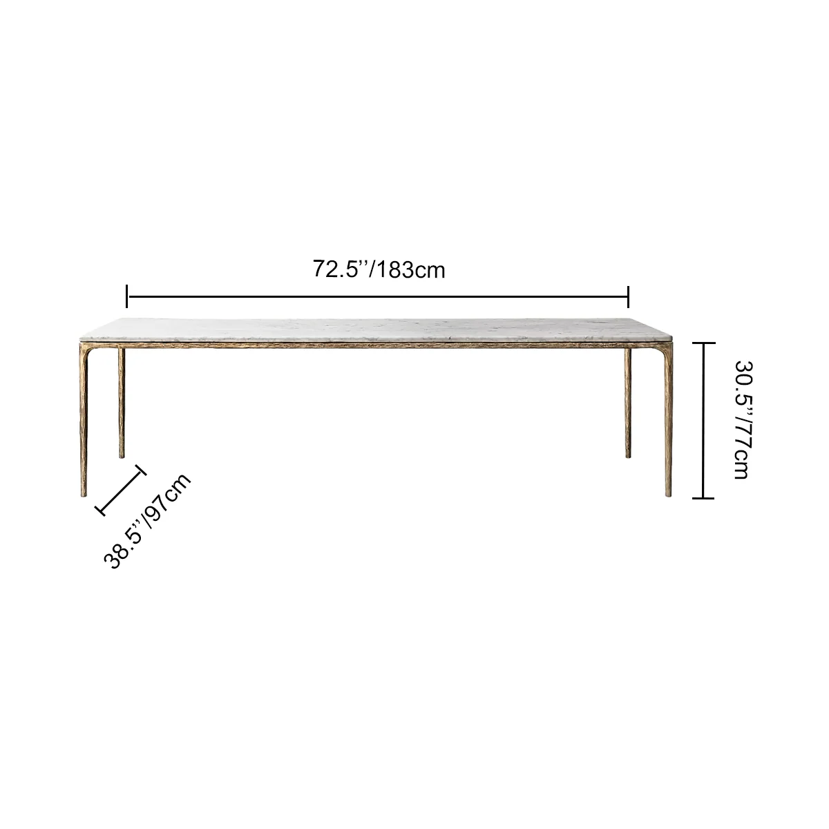 Hand-Forged Metal Marble Rectangular Dining Table - Image 7