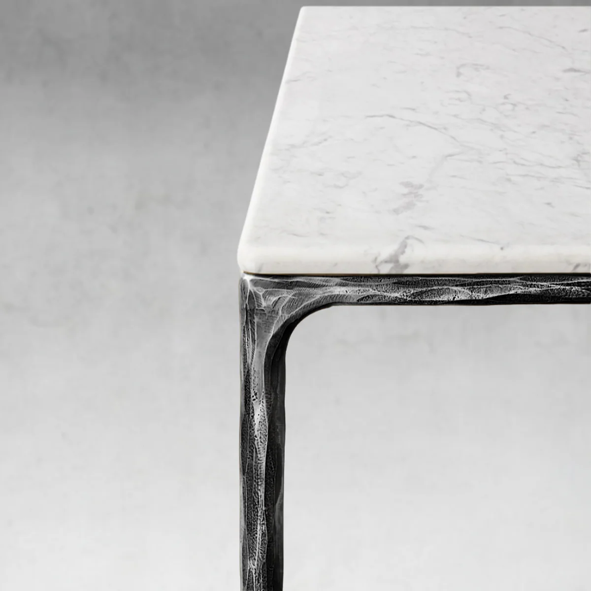 Hand-Forged Metal Marble Rectangular Dining Table - Image 8