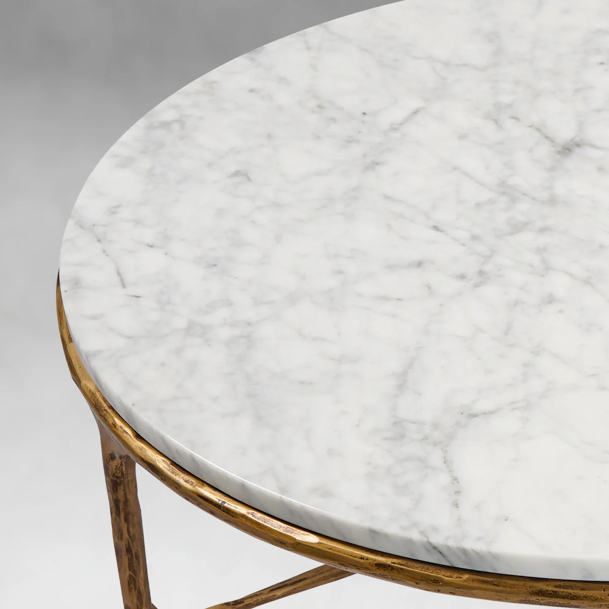 Hand-Forged Metal Marble Round Coffee Table 3 Legs 35" - Image 10