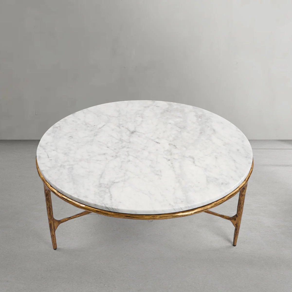 Hand-Forged Metal Marble Round Coffee Table 3 Legs 35" - Image 8