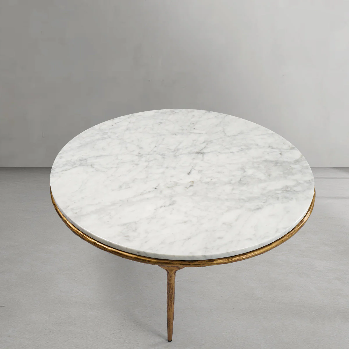 Hand-Forged Metal Marble Round Coffee Table 3 Legs 35" - Image 9