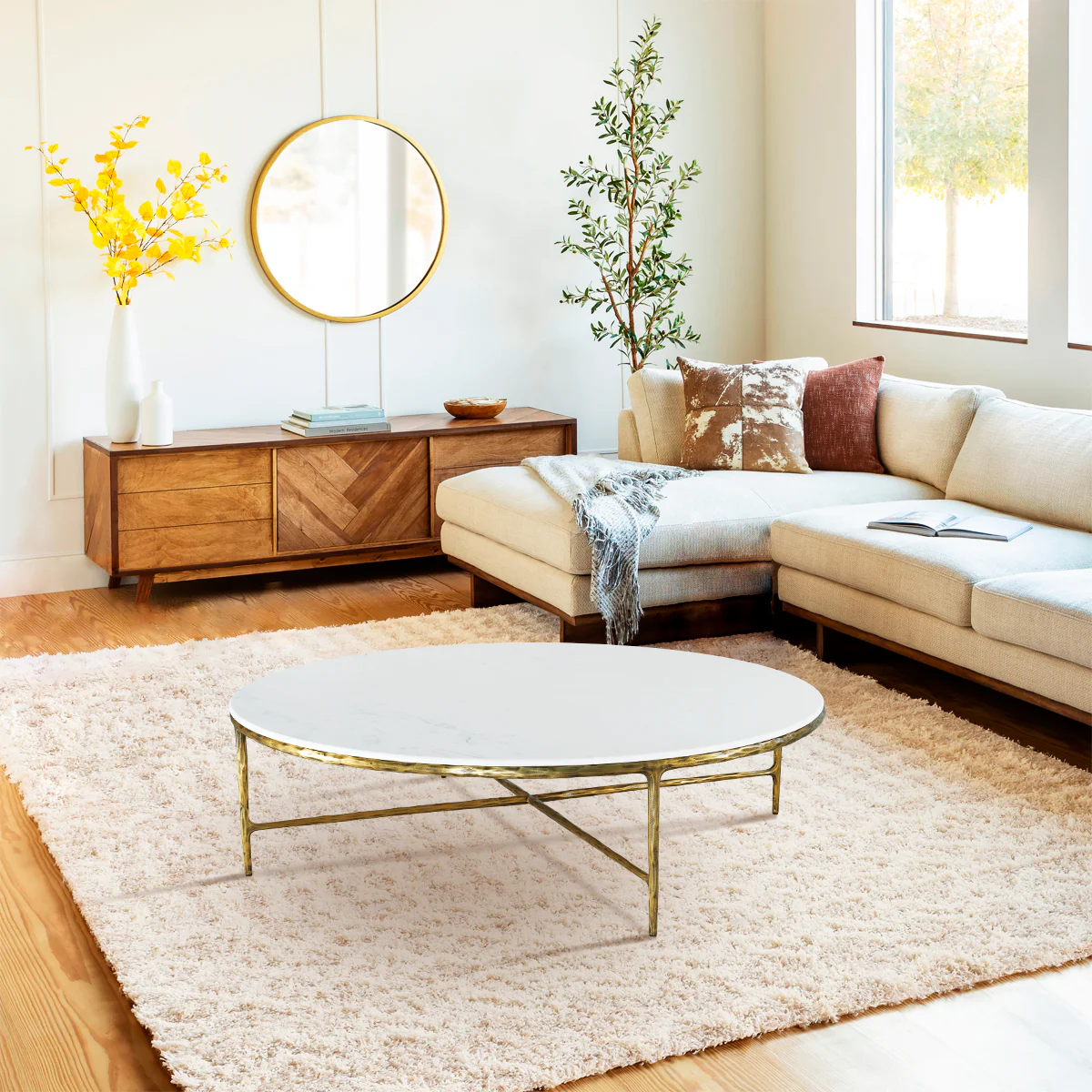 Hand-Forged Metal Marble Round Coffee Table 36" 55" - Image 14