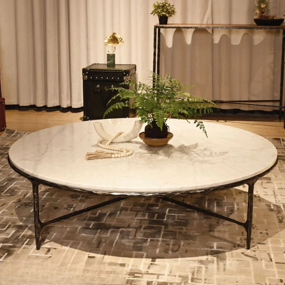 Hand-Forged Metal Marble Round Coffee Table 36" 55" - Image 21