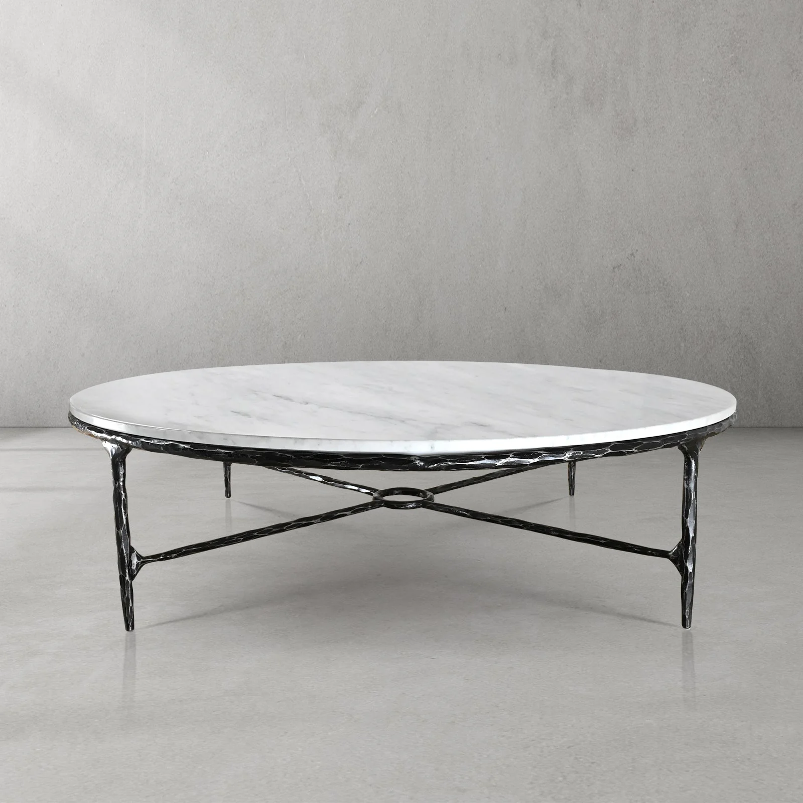 Hand-Forged Metal Marble Round Coffee Table 36" 55" - Image 29