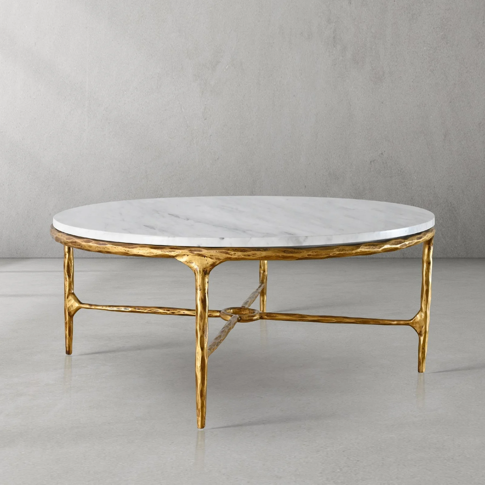 Hand-Forged Metal Marble Round Coffee Table 36" 55" - Image 5