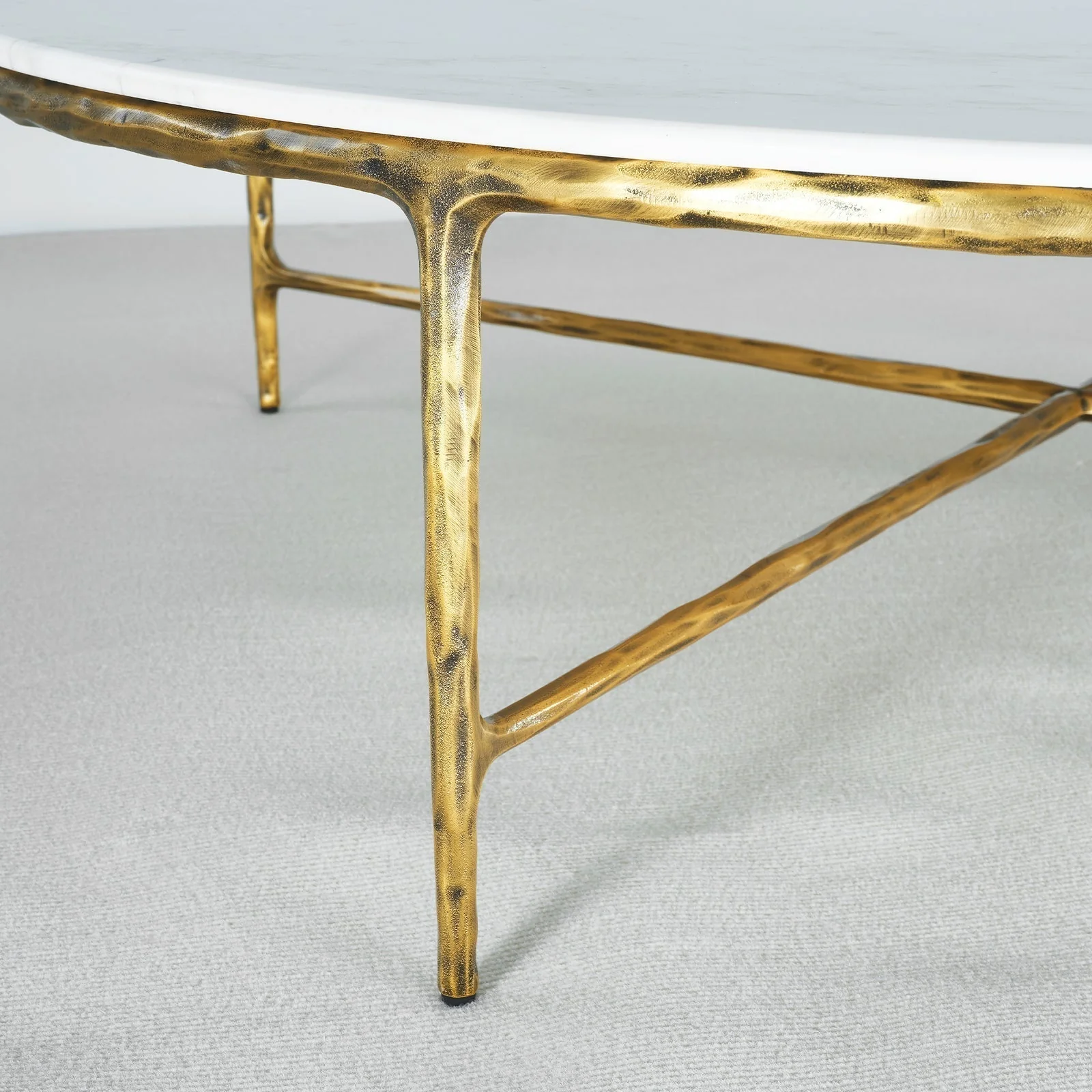 Hand-Forged Metal Marble Round Coffee Table 36" 55" - Image 6