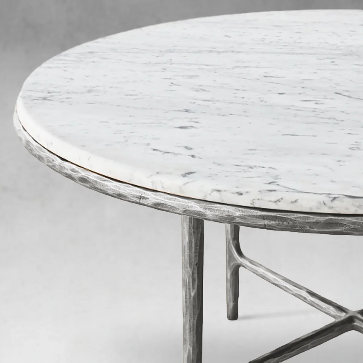 Hand-Forged Metal Marble Round Dining Table - Image 11