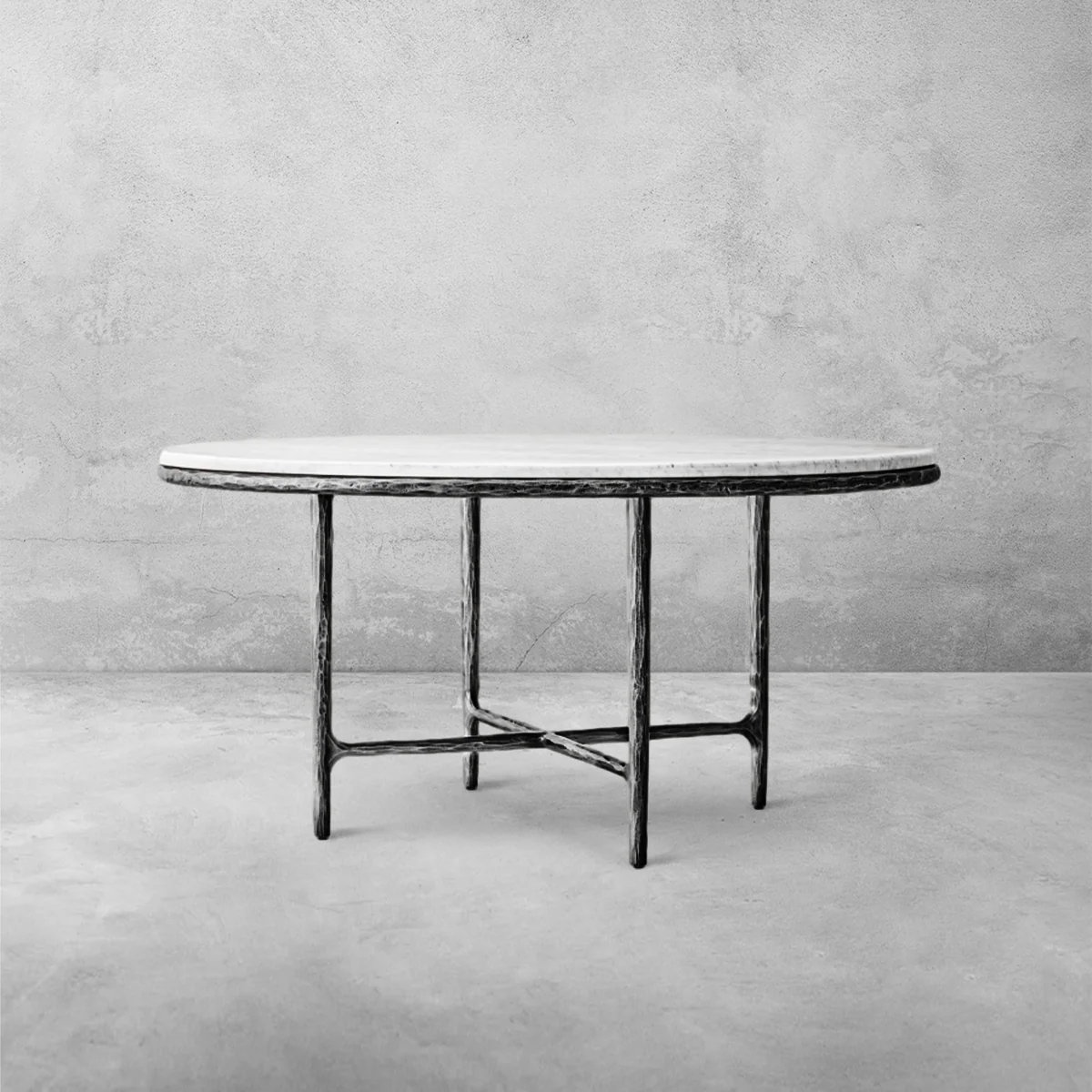 Hand-Forged Metal Marble Round Dining Table - Image 16