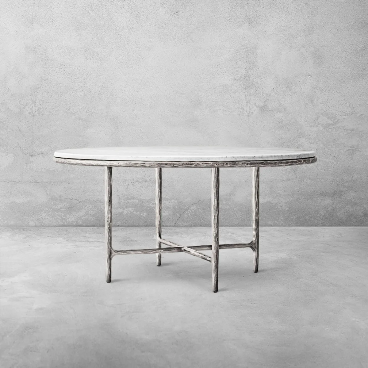 Hand-Forged Metal Marble Round Dining Table - Image 17