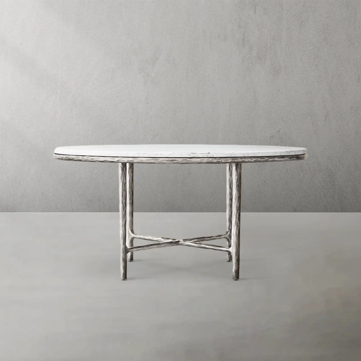 Hand-Forged Metal Marble Round Dining Table - Image 20