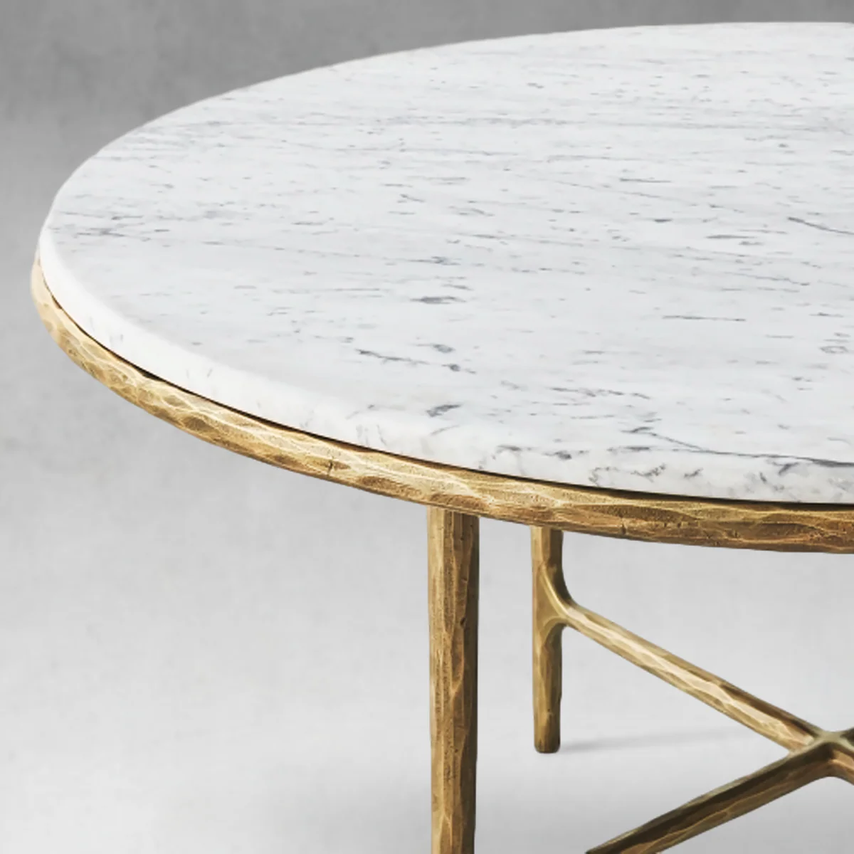Hand-Forged Metal Marble Round Dining Table - Image 3