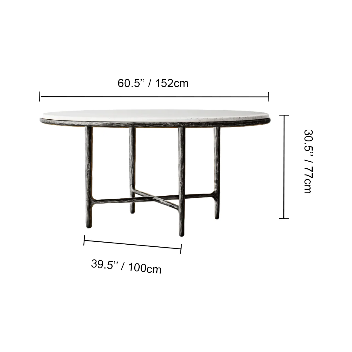 Hand-Forged Metal Marble Round Dining Table - Image 5
