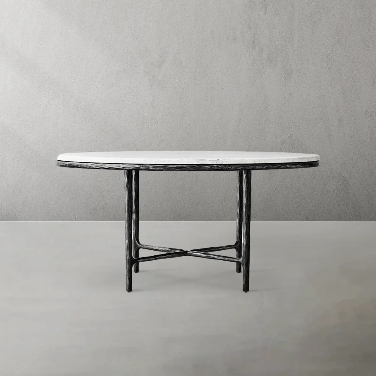 Hand-Forged Metal Marble Round Dining Table - Image 6