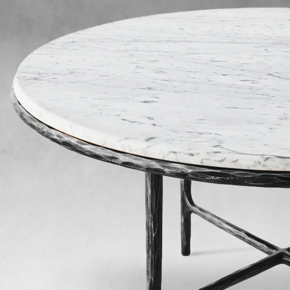 Hand-Forged Metal Marble Round Dining Table - Image 8