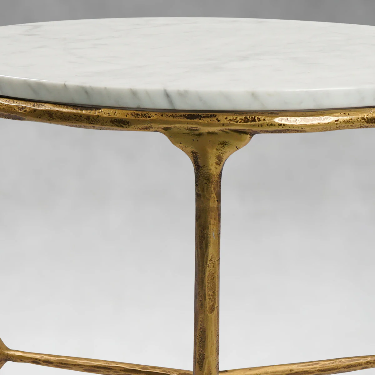 Hand-Forged Metal Marble Round Side Table 3 Leg 24"D - Image 10