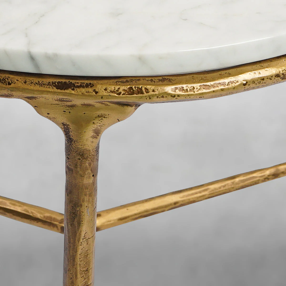 Hand-Forged Metal Marble Round Side Table 3 Leg 24"D - Image 11