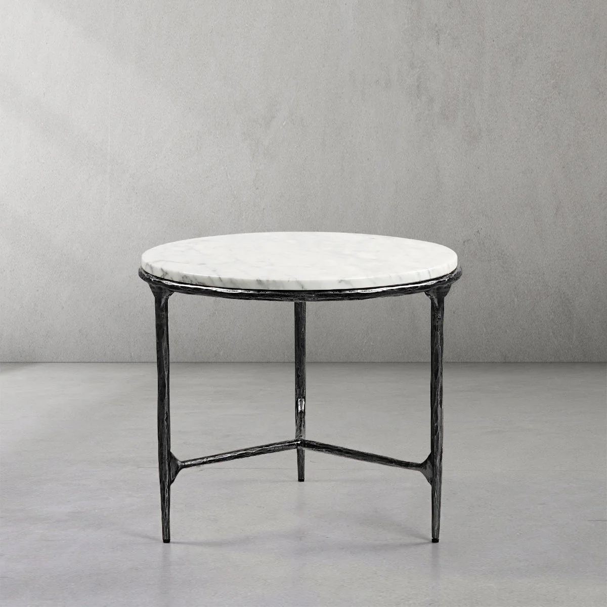 Hand-Forged Metal Marble Round Side Table 3 Leg 24"D - Image 18