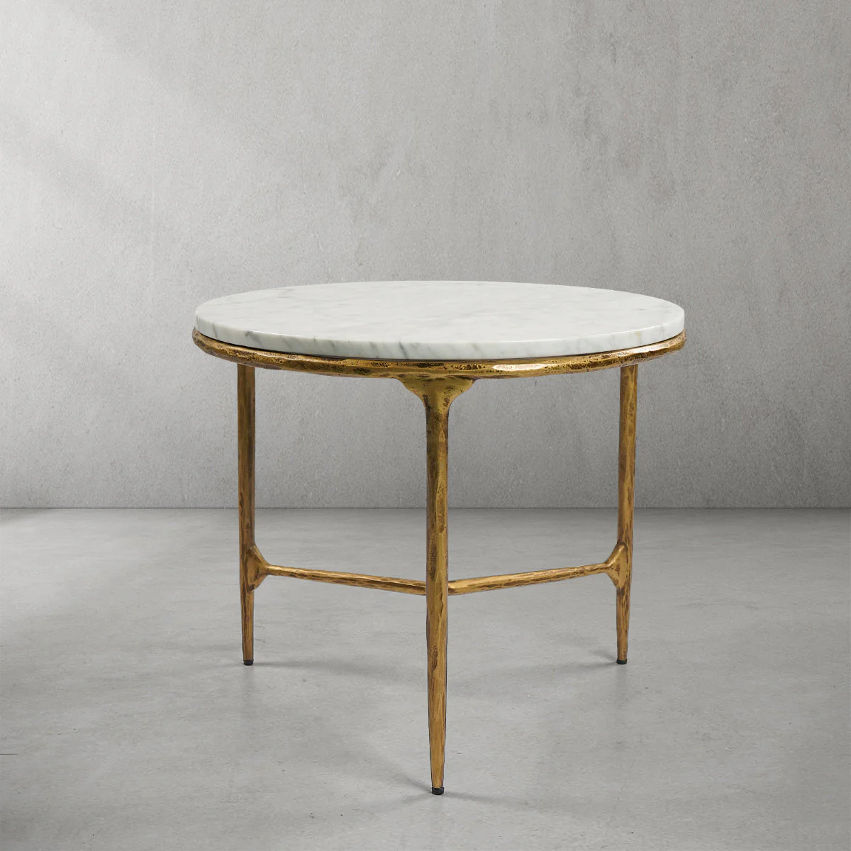 Hand-Forged Metal Marble Round Side Table 3 Leg 24"D - Image 6