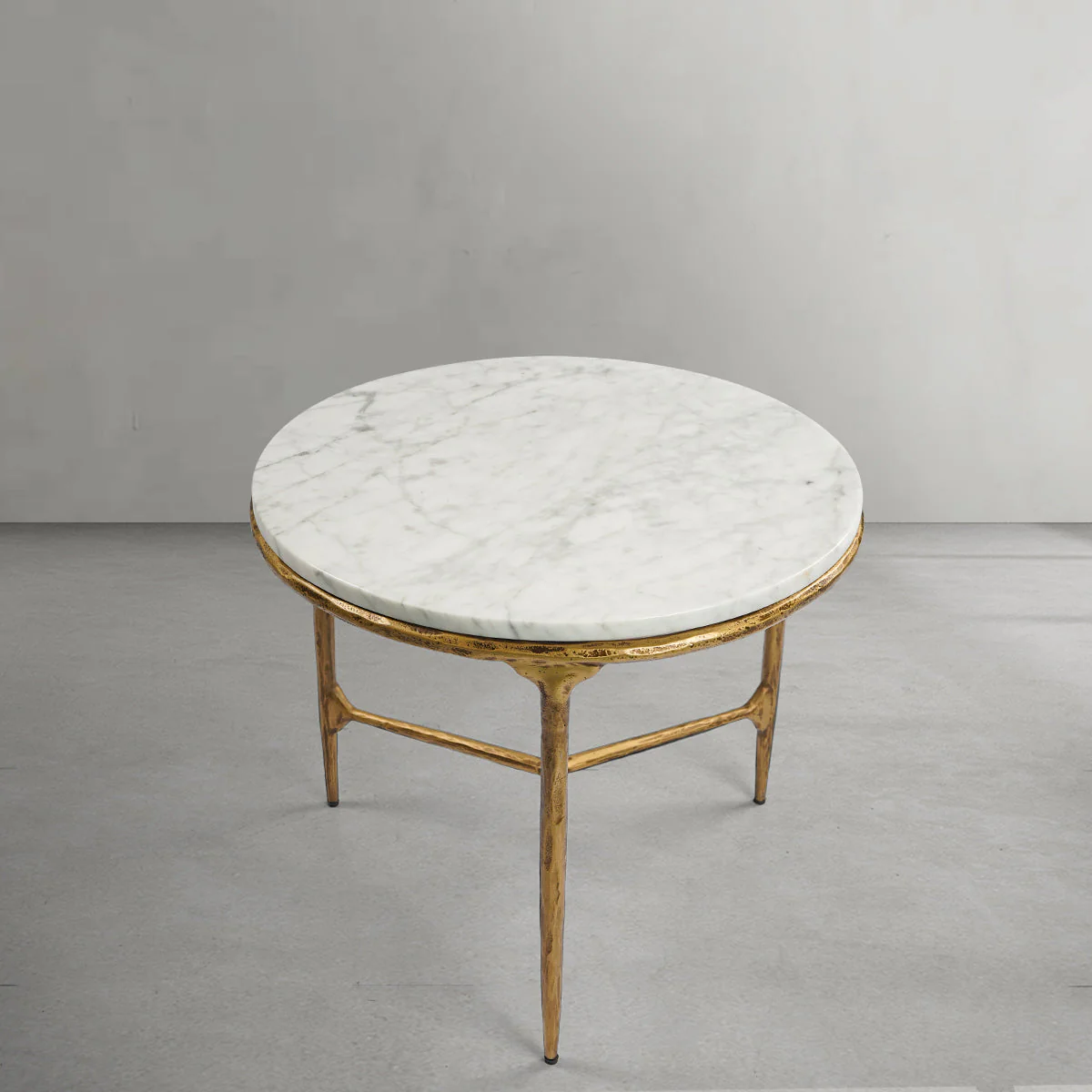 Hand-Forged Metal Marble Round Side Table 3 Leg 24"D - Image 7