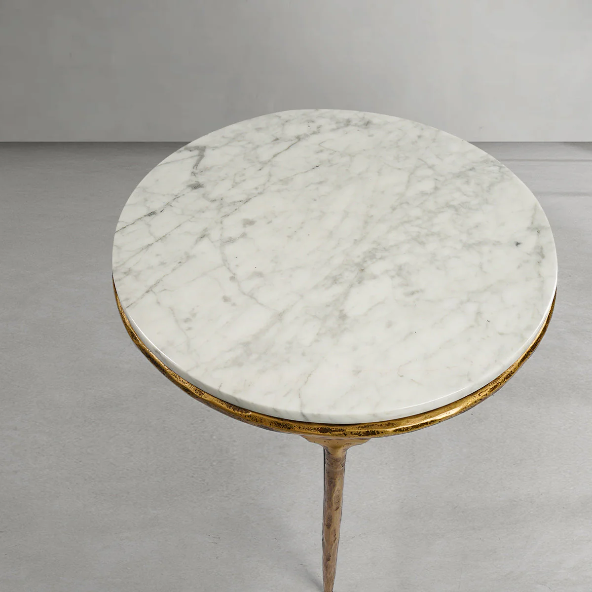 Hand-Forged Metal Marble Round Side Table 3 Leg 24"D - Image 8