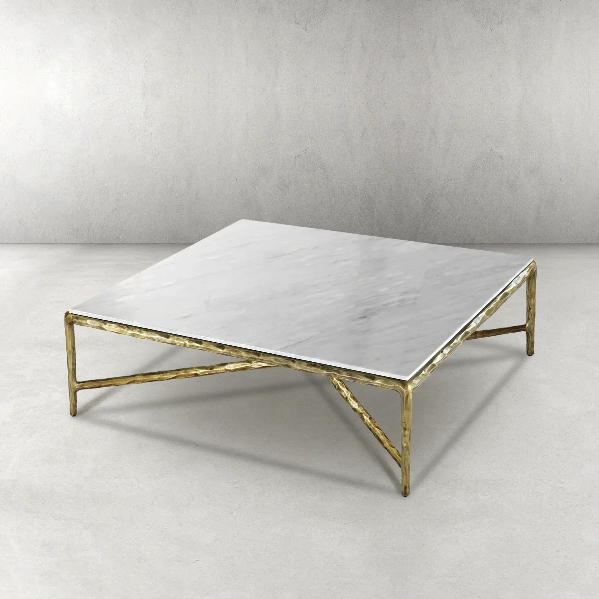 Hand-Forged Metal Marble Square Coffee Table 36" 48" 60" - Image 5