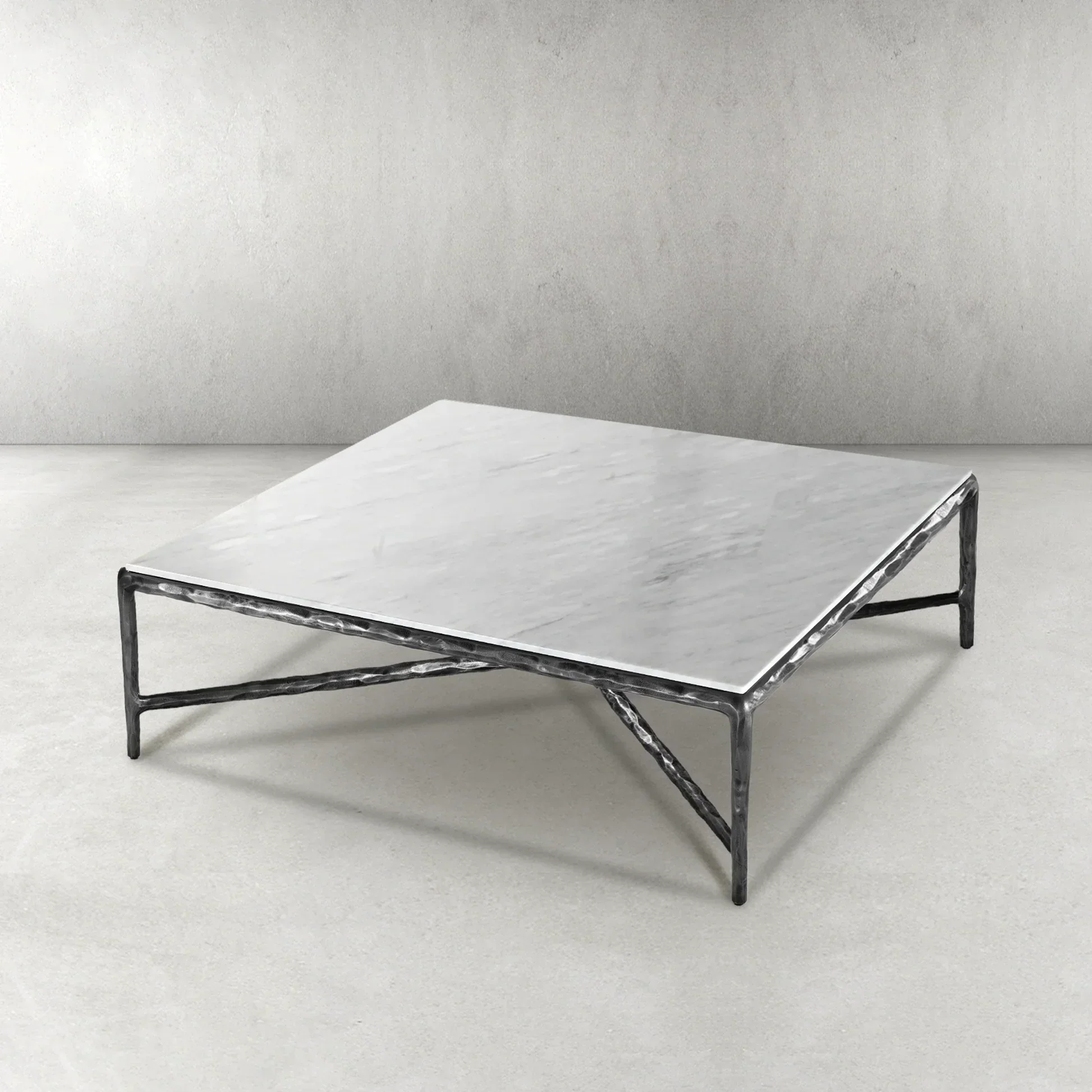 Hand-Forged Metal Marble Square Coffee Table 36" 48" 60" - Image 6