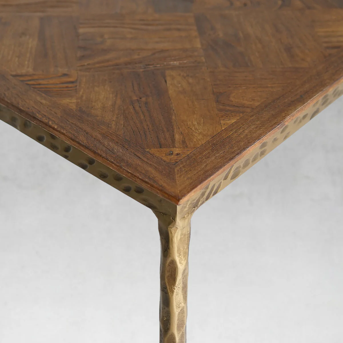 Hand-Forged Metal Metal Frame Elm Wood Console Table - Image 5