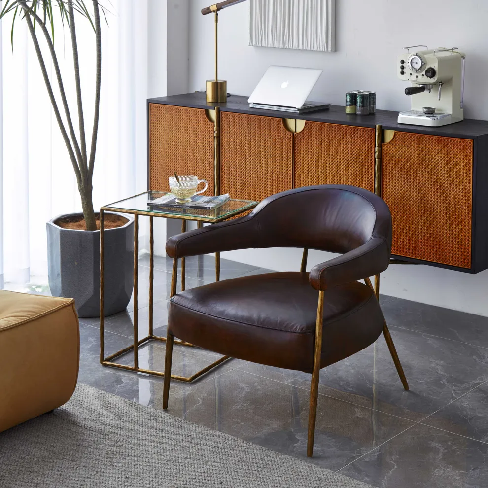 Hand-Forged Metal Metal Frame Rattan Long Side Cabinet - Image 19