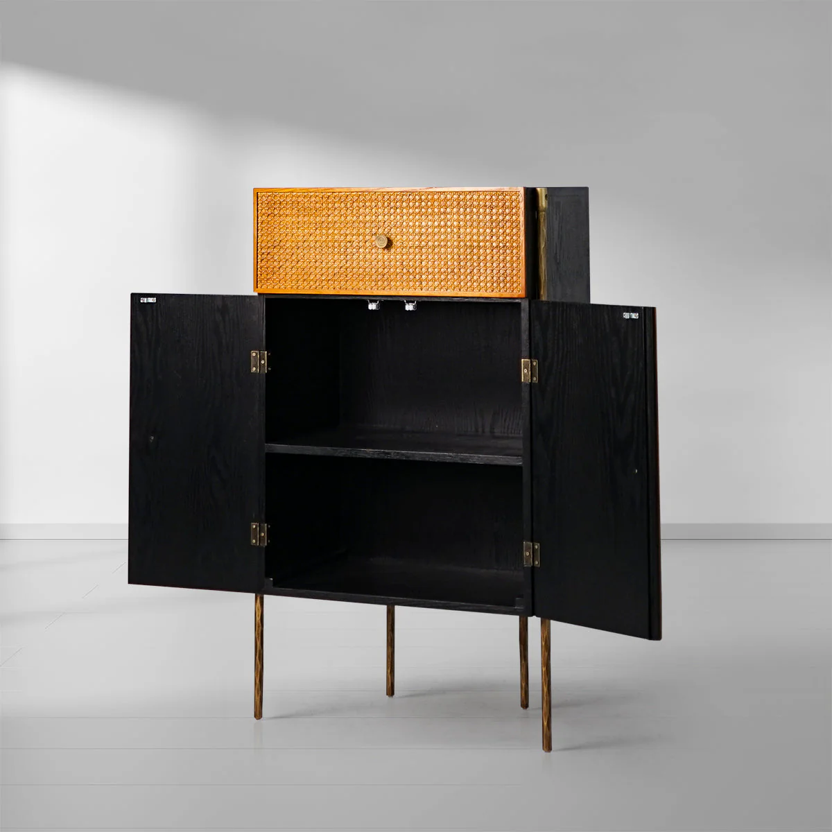 Hand-Forged Metal Metal Frame Rattan Side Cabinet - Image 6