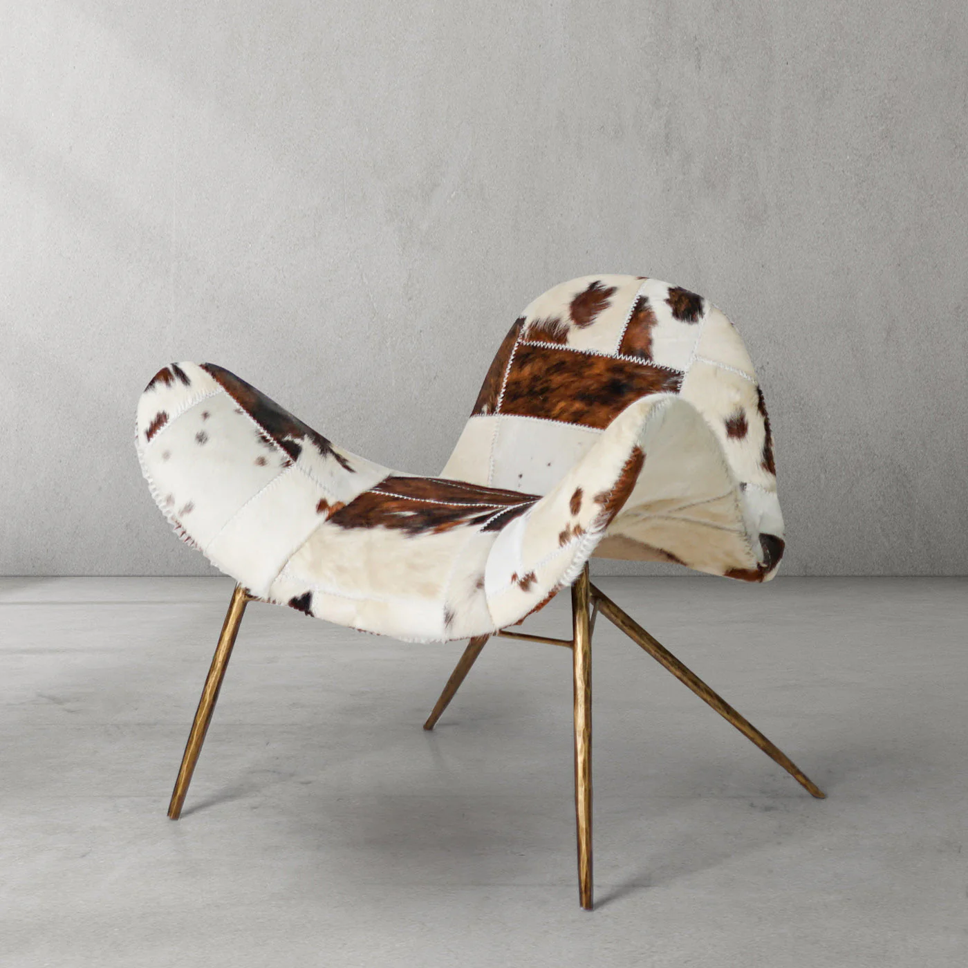 Hand-Forged Metal Milk Coffee Fur Lounge Chair - Image 19