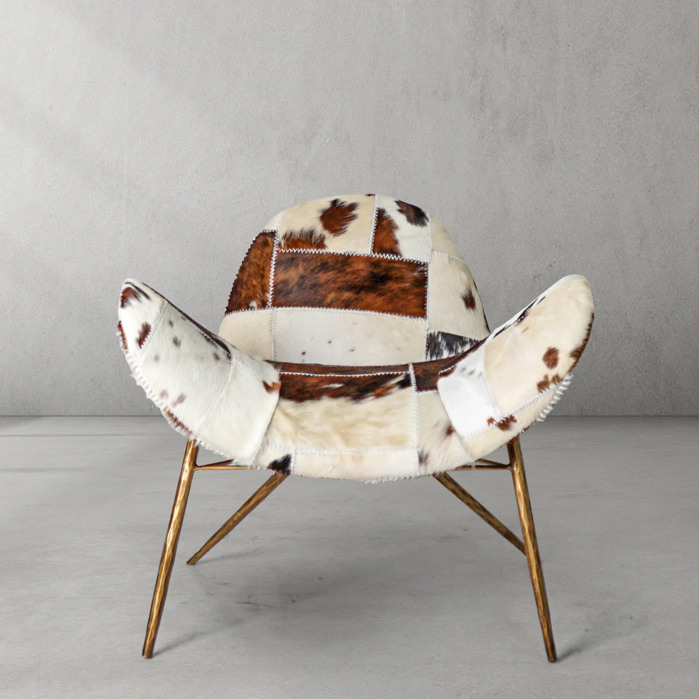 Hand-Forged Metal Milk Coffee Fur Lounge Chair - Image 2