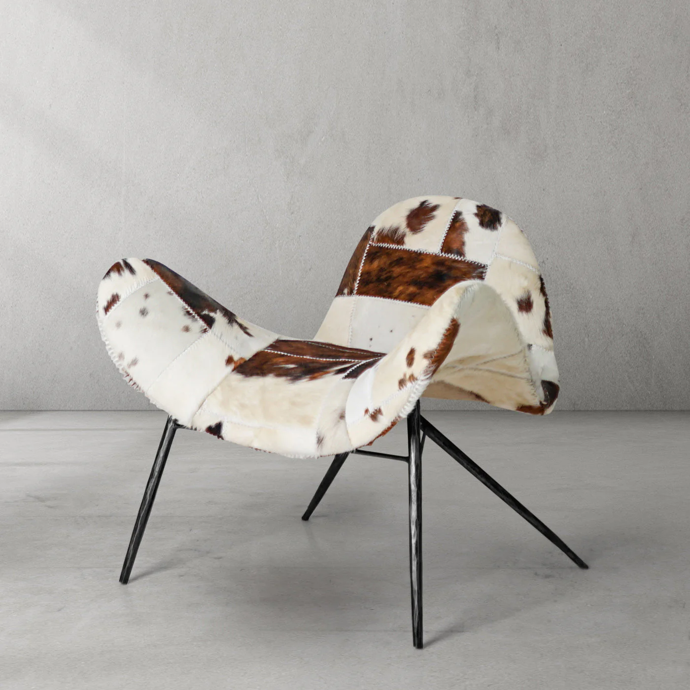 Hand-Forged Metal Milk Coffee Fur Lounge Chair - Image 20