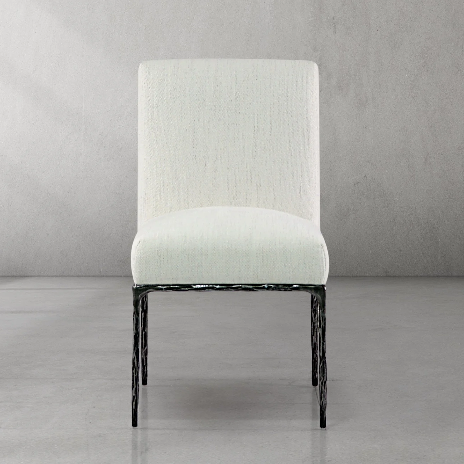 Hand-Forged Metal Minimalist Fabric Dining Chair - Image 10