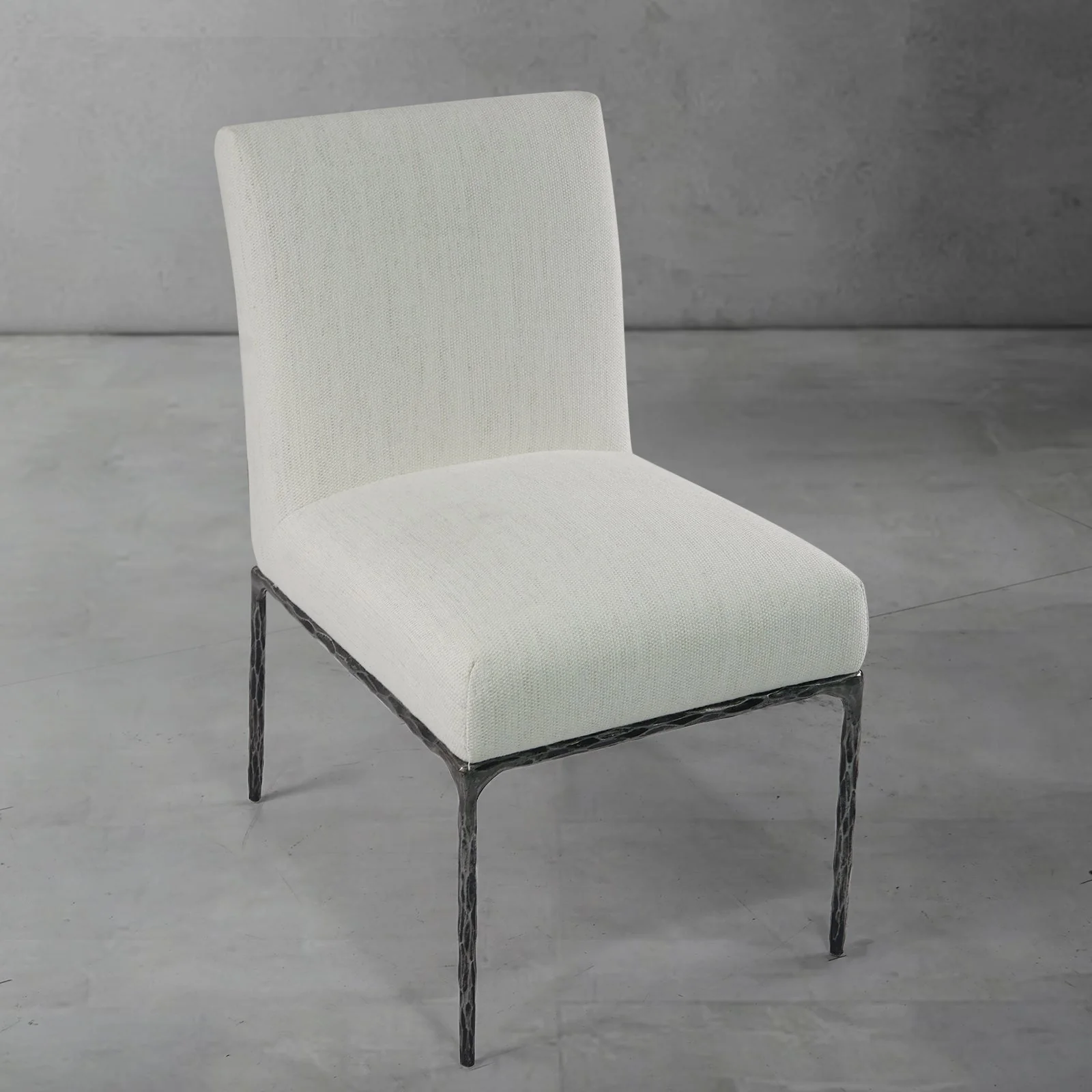 Hand-Forged Metal Minimalist Fabric Dining Chair - Image 11