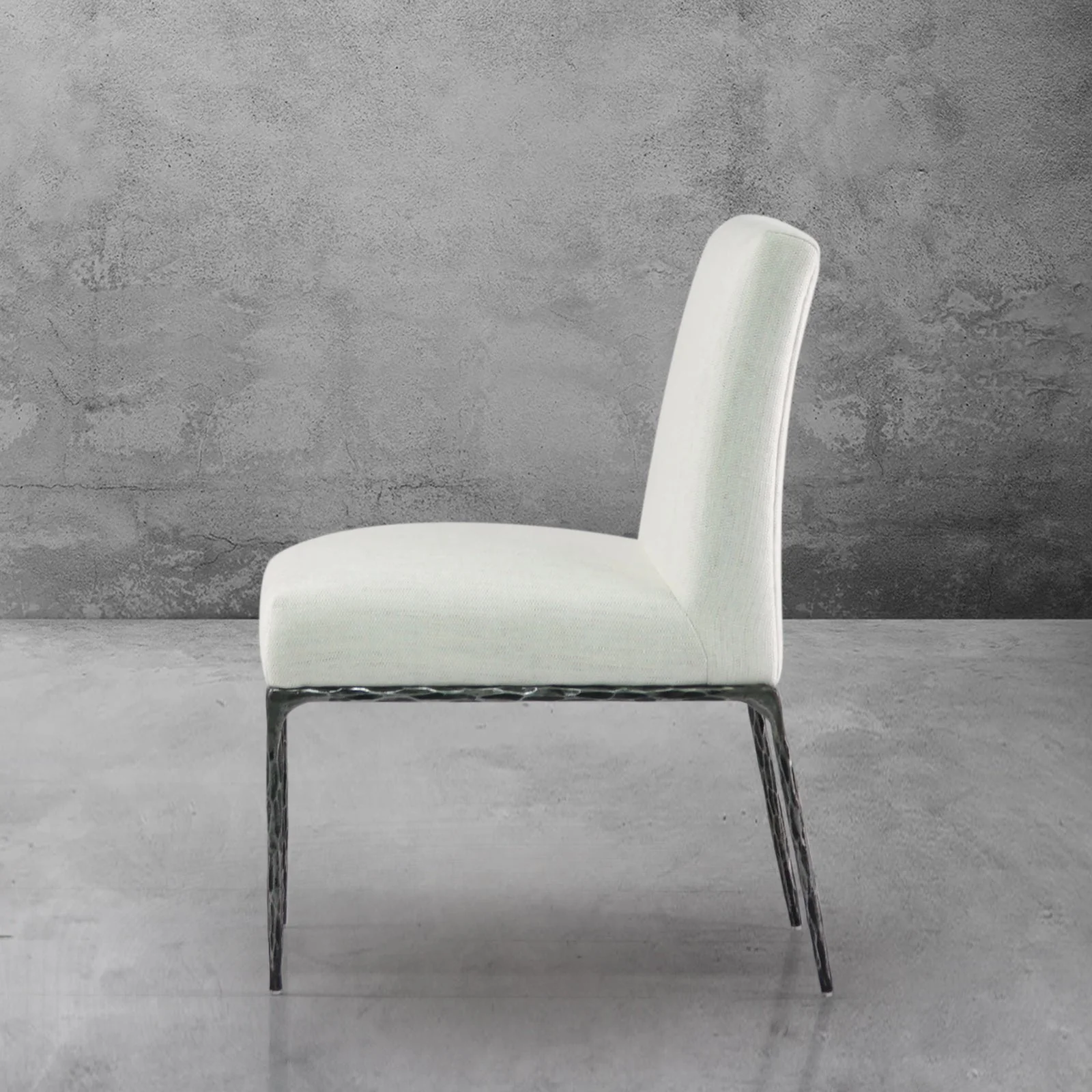 Hand-Forged Metal Minimalist Fabric Dining Chair - Image 12