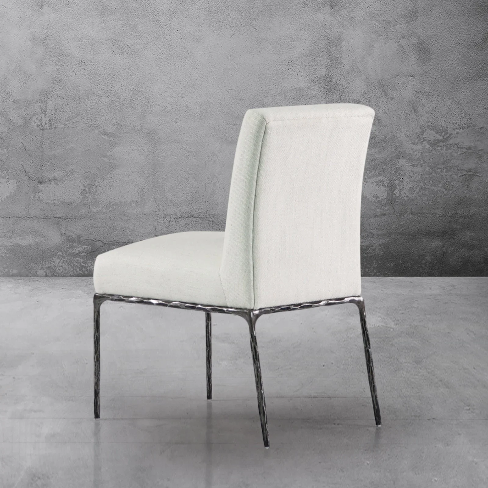 Hand-Forged Metal Minimalist Fabric Dining Chair - Image 13