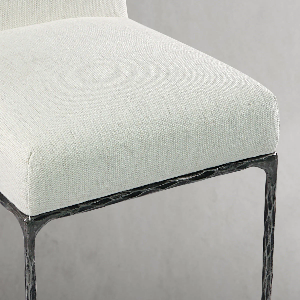 Hand-Forged Metal Minimalist Fabric Dining Chair - Image 15