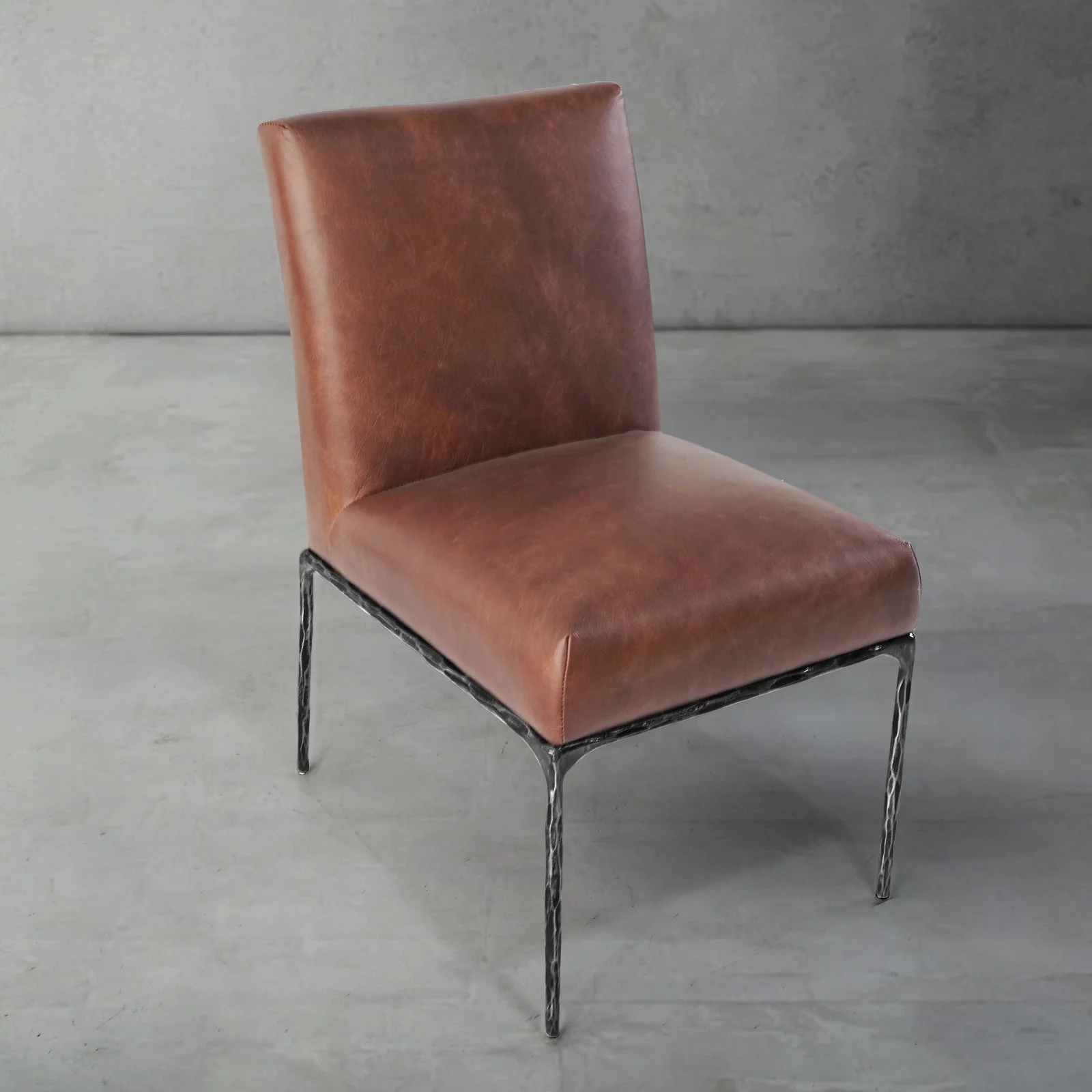 Hand-Forged Metal Minimalist Fabric Dining Chair - Image 26