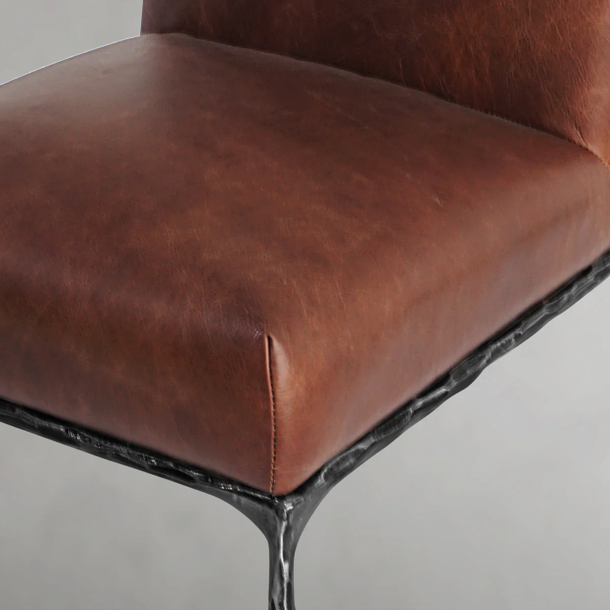 Hand-Forged Metal Minimalist Fabric Dining Chair - Image 30