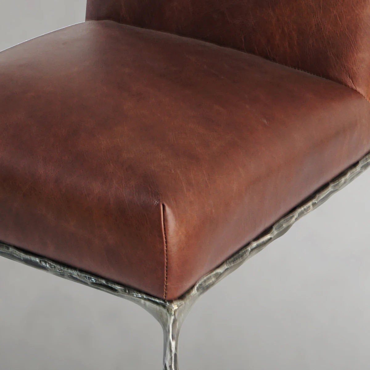 Hand-Forged Metal Minimalist Fabric Dining Chair - Image 37