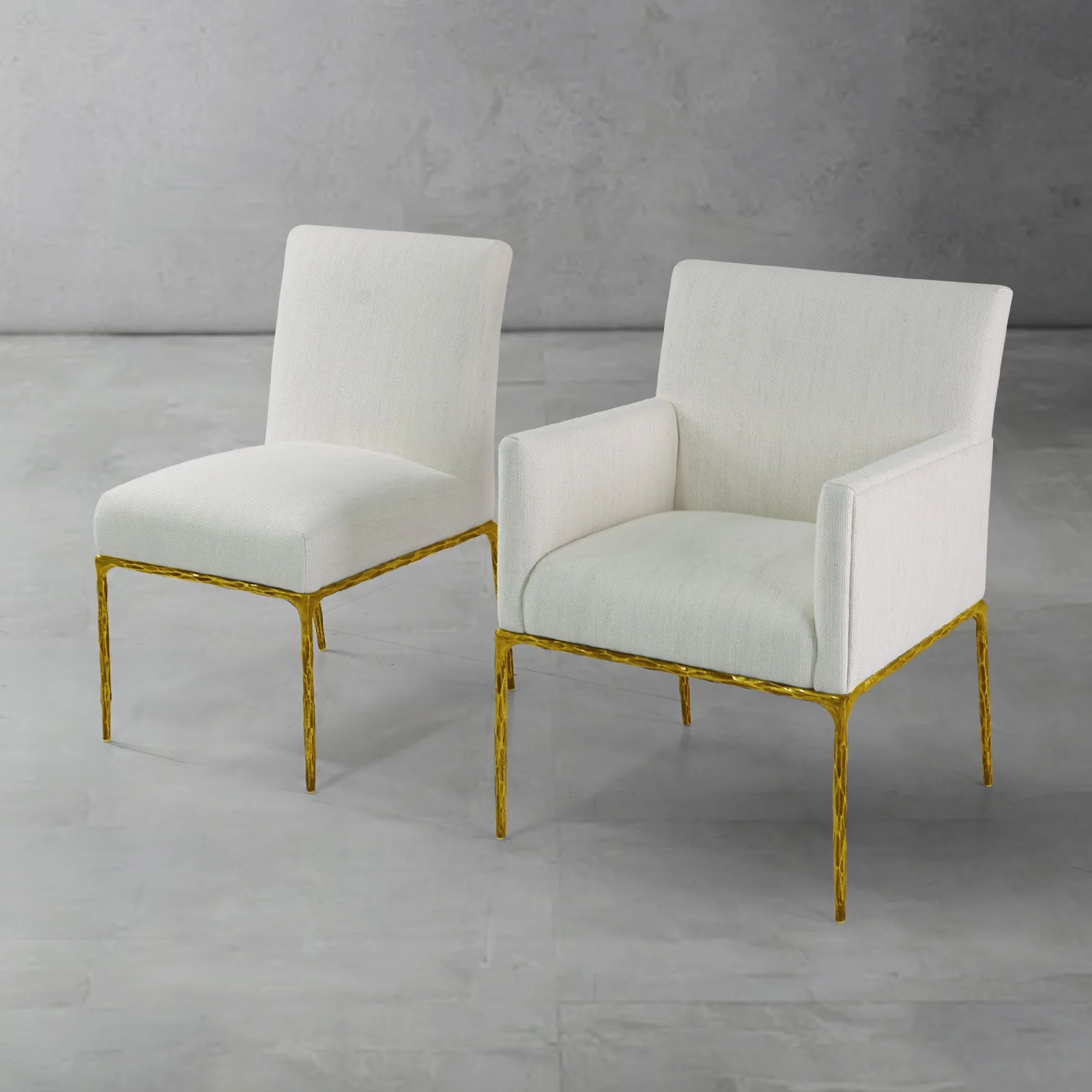 Hand-Forged Metal Minimalist Fabric Dining Chair - Image 8