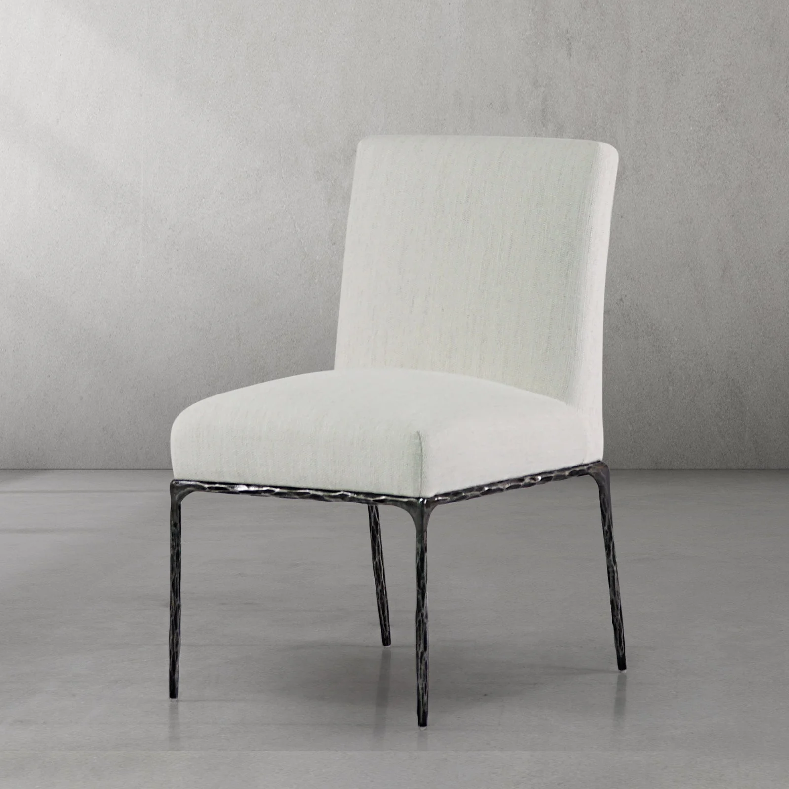 Hand-Forged Metal Minimalist Fabric Dining Chair - Image 9
